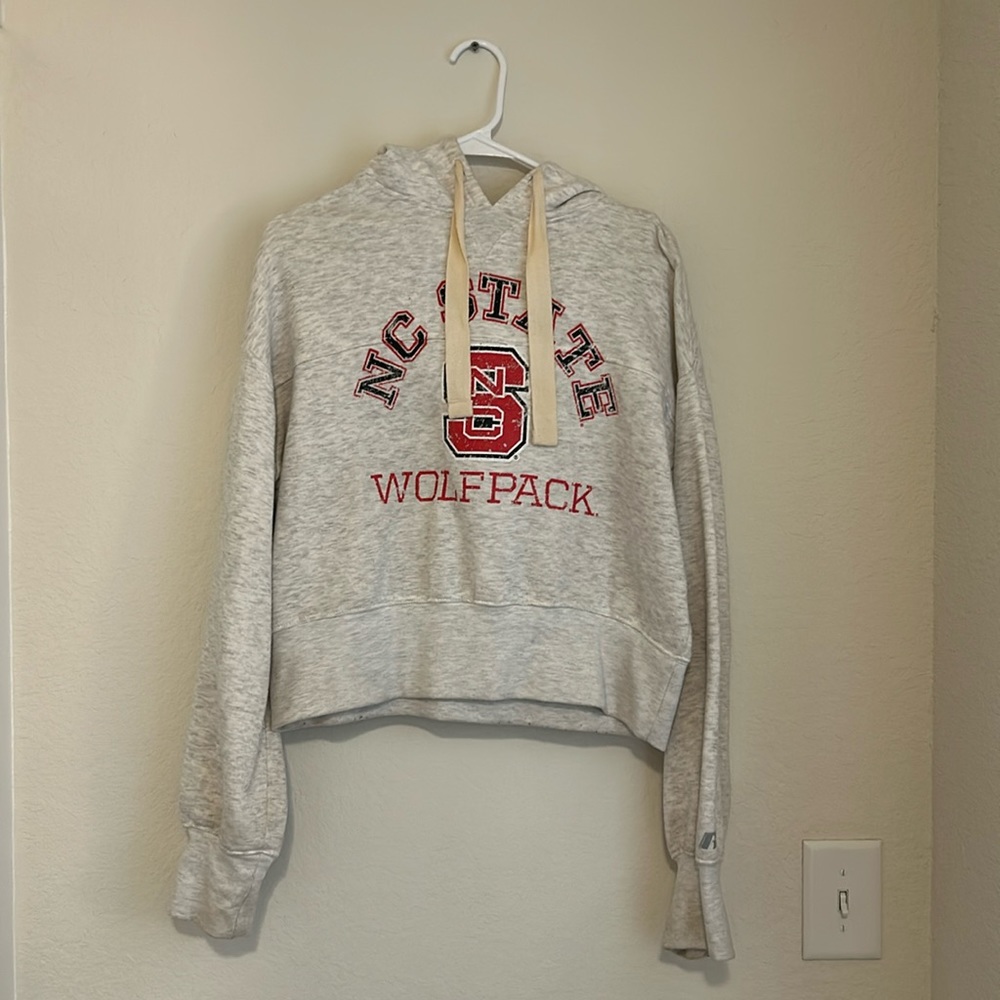 Russell Large Cropped NC State Hoodie Gray